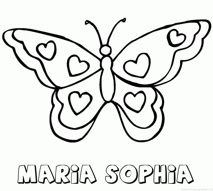 Maria sophia vlinder hartjes kleurplaat